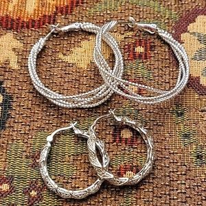 Earrings- 2 pair of Silvertone Hoop Earrings